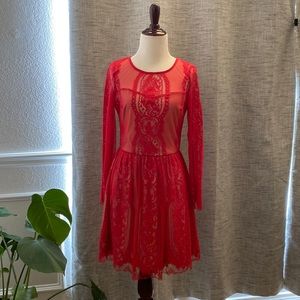 I.N. San Francisco brand red lace dress